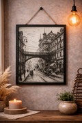 Vintage European Street Sketch Wall Frame