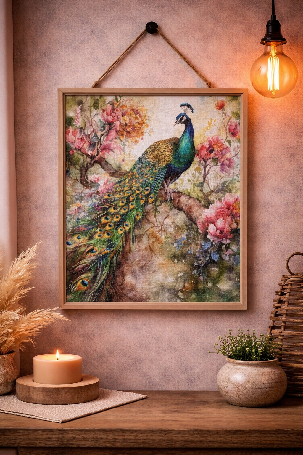 Floral Peacock Painting