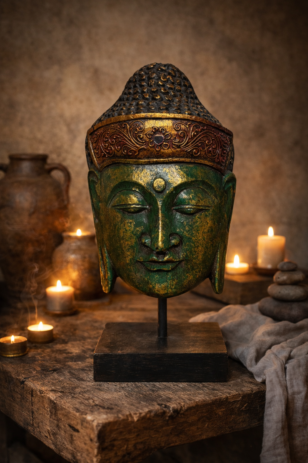 Serenity Buddha Head Sculpture