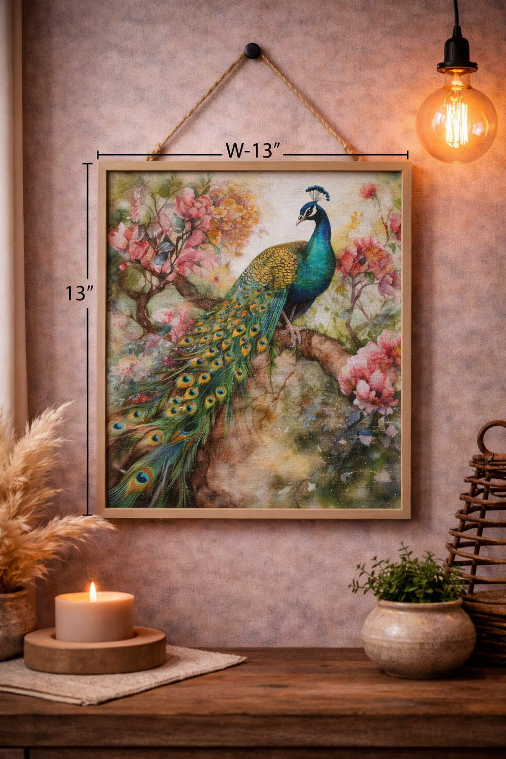Floral Peacock Painting