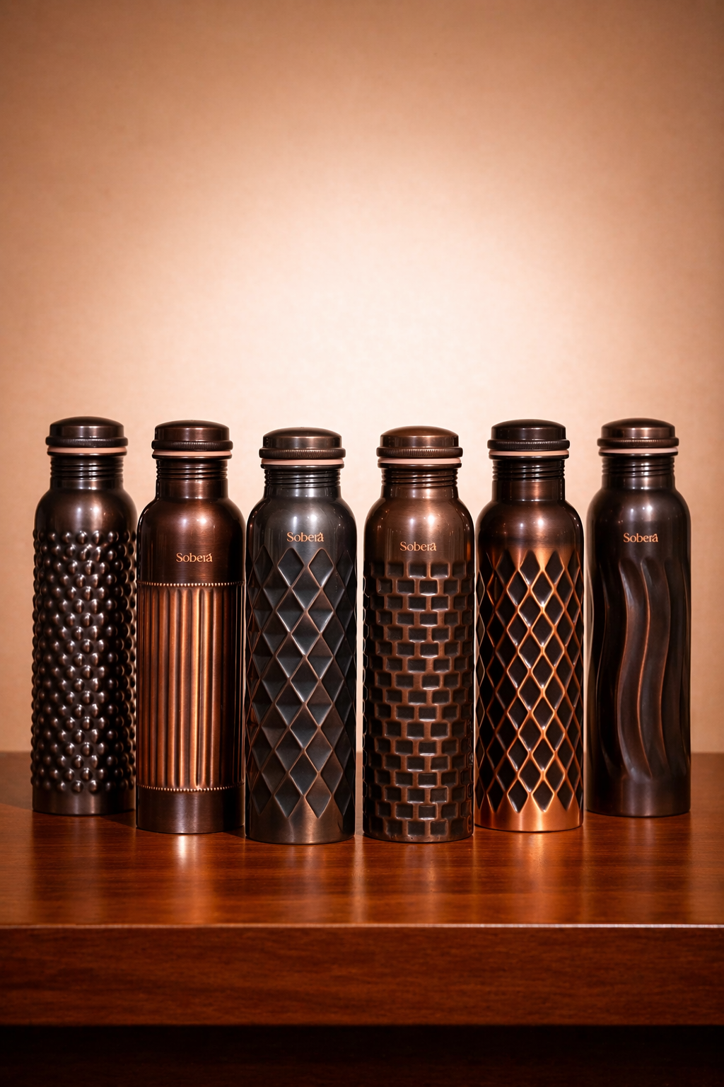 Antique punch finish copper bottle