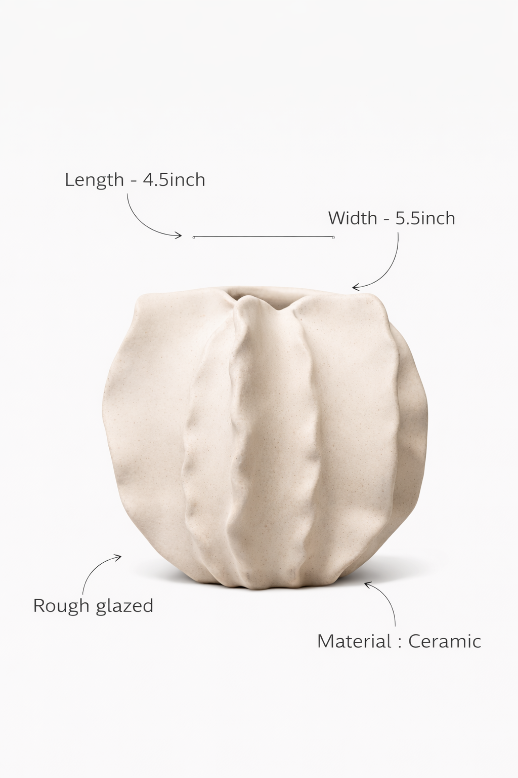 Fluted Fin Ceramic Vase