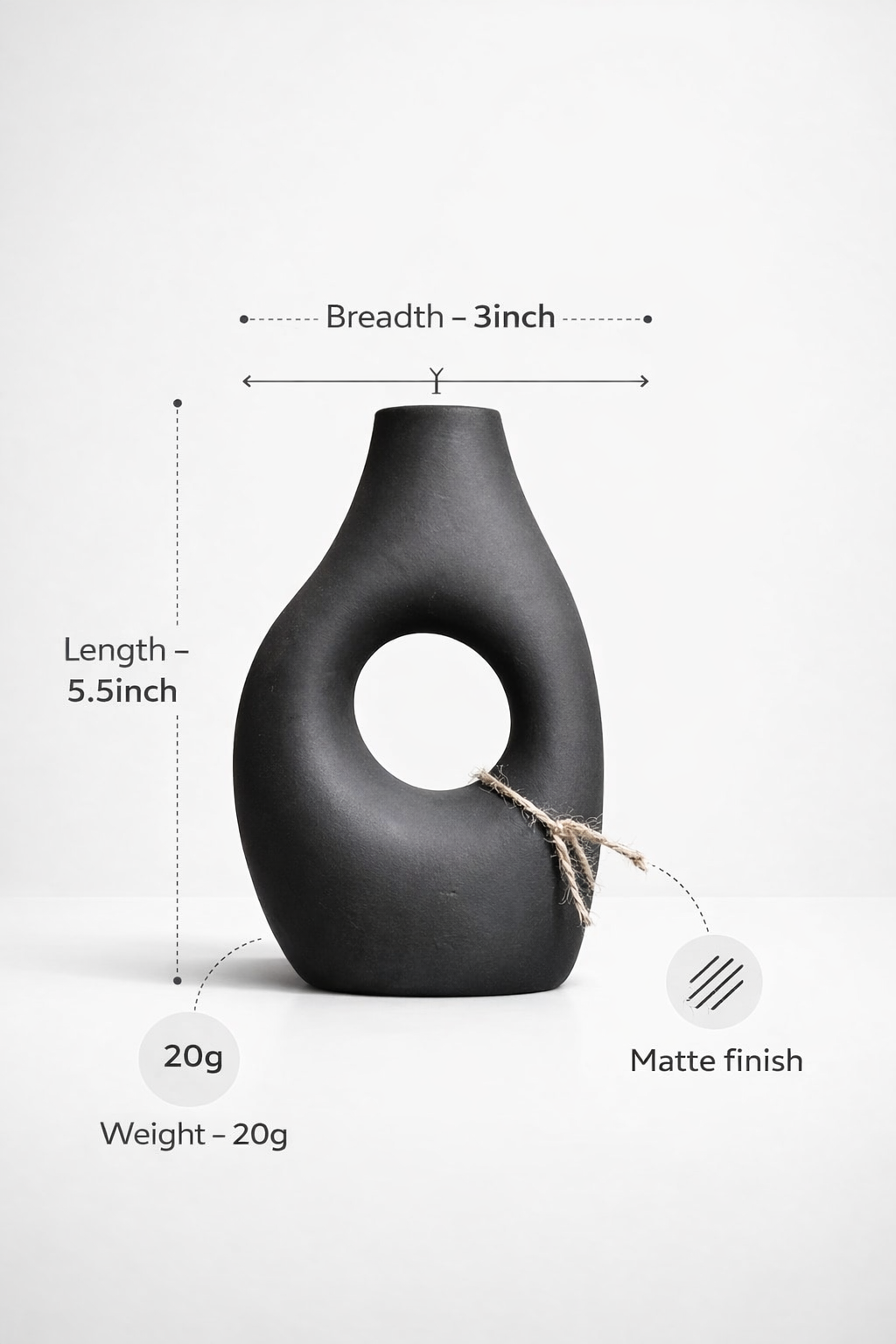 Obsidian Loop Ceramic Vase