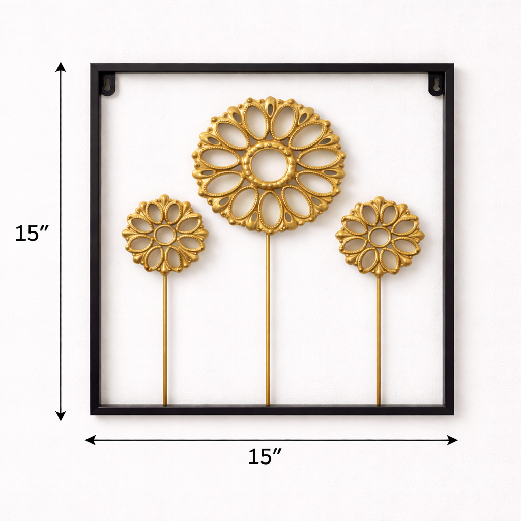 Golden Bloom Metal Wall Art