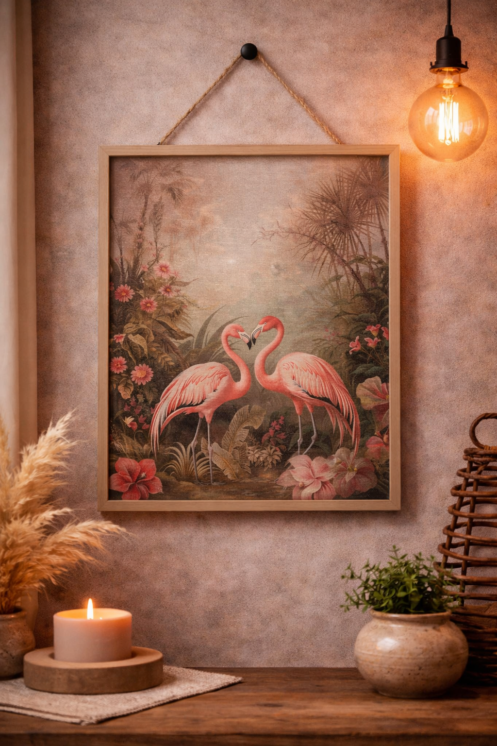 Blush Flamingo Paradise Wall Frame