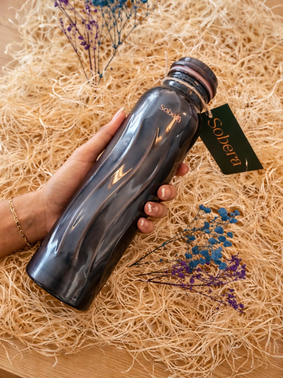 Antique punch finish copper bottle