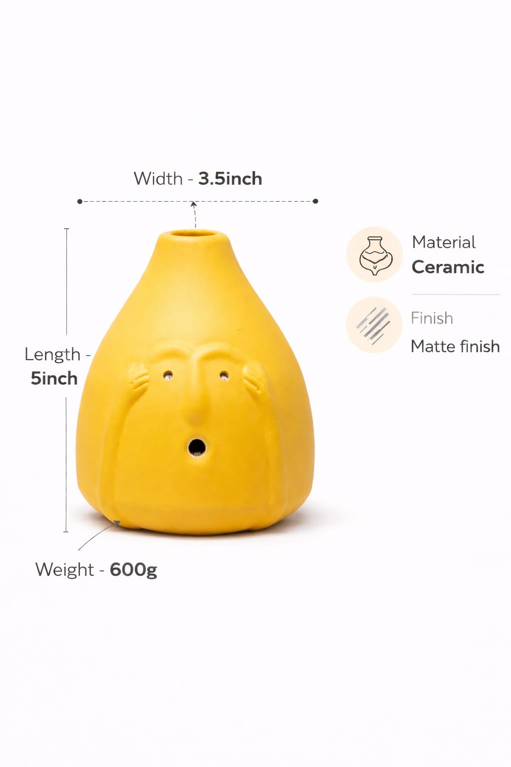Whimsy Face Ceramic Vase
