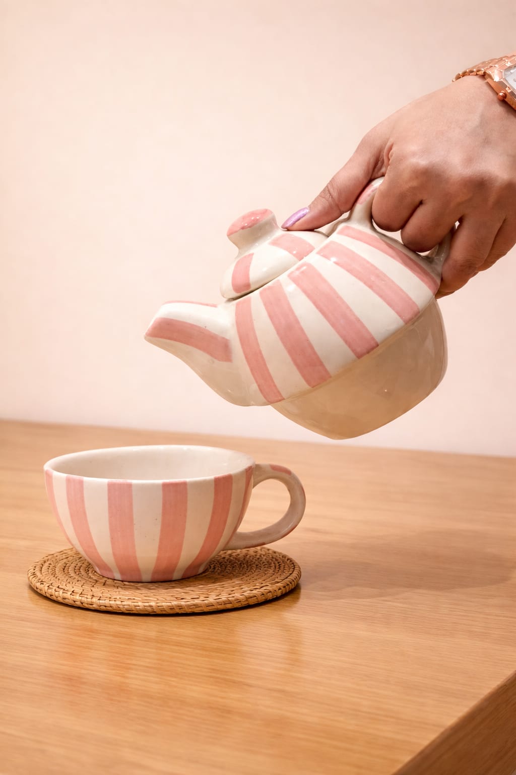 Blush Stripe Pour Set