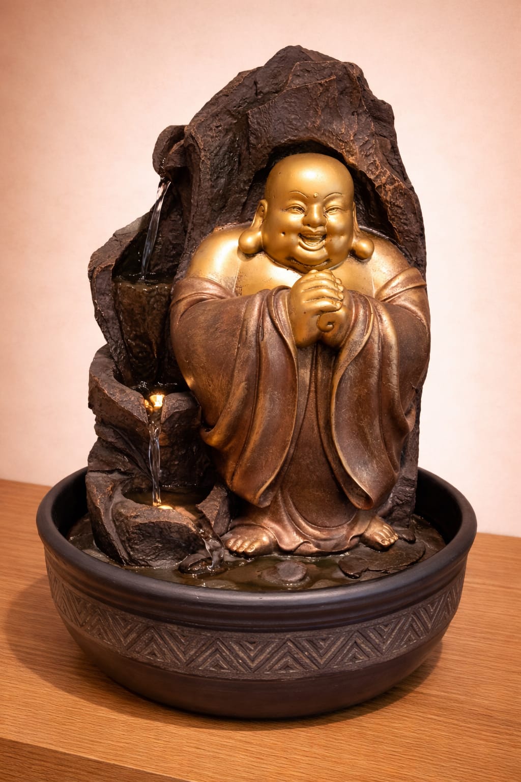 Laughing Buddha Rockfall Indoor Fountain