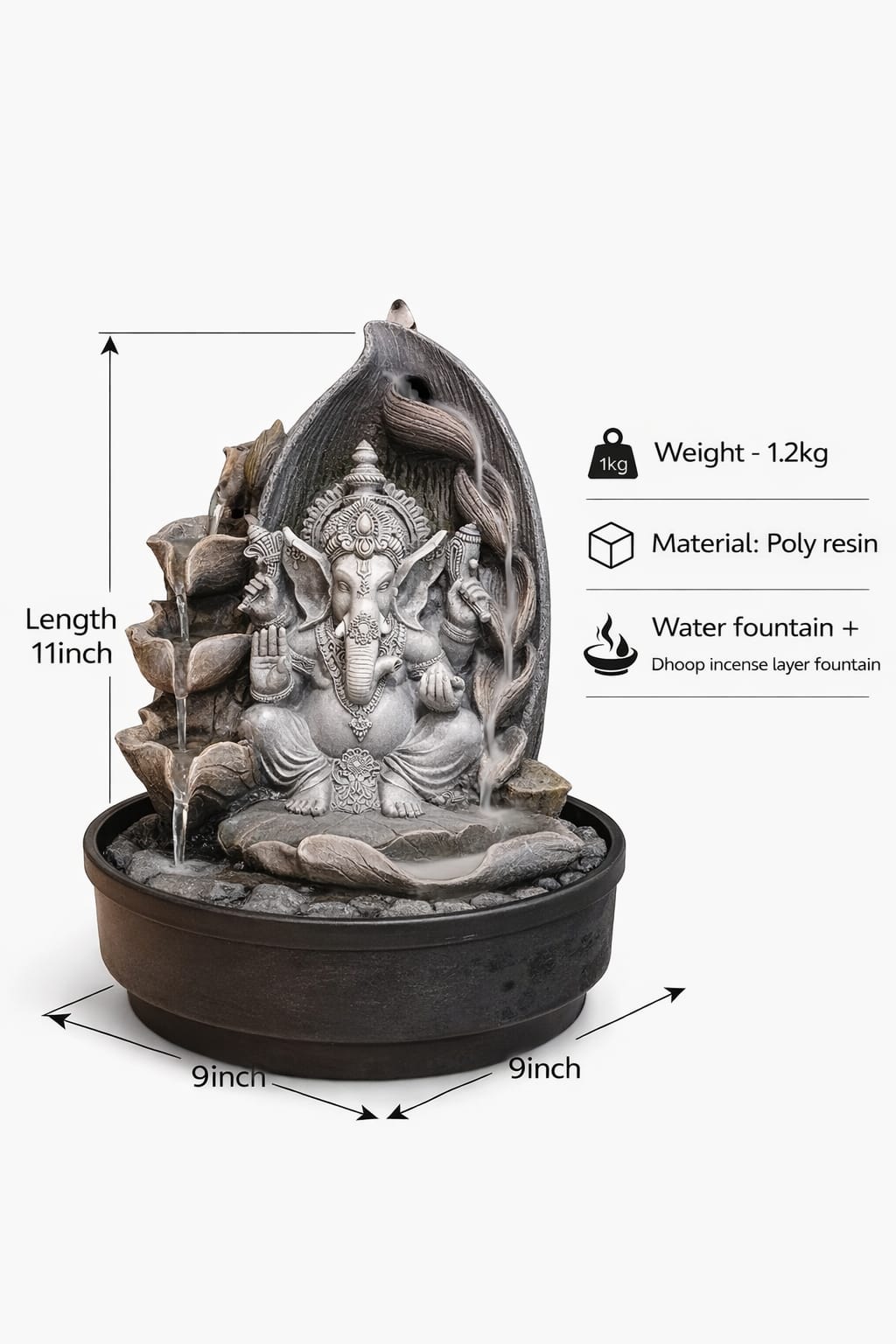 Lord Ganesha Tiered Indoor Water Fountain