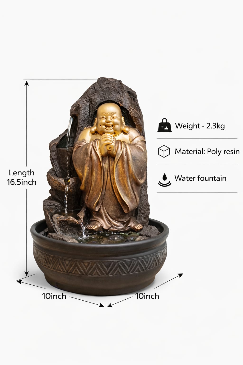 Laughing Buddha Rockfall Indoor Fountain