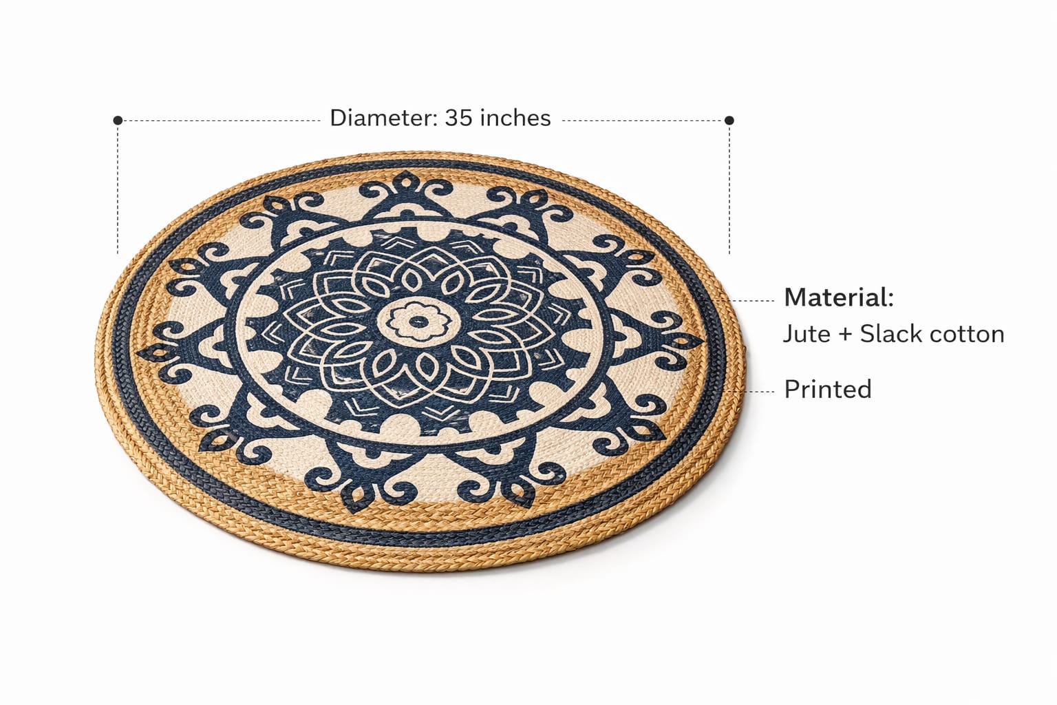 Indigo Mandala Jute Rug