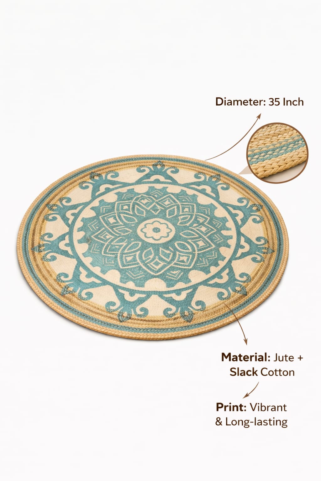 Green Mandala Jute Rug
