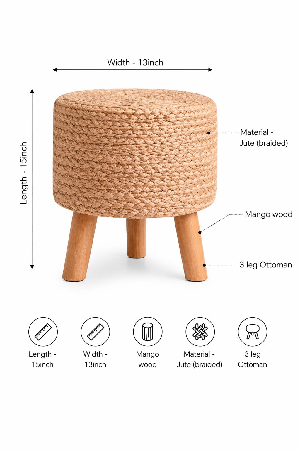 Boho Ottoman 3 Leg