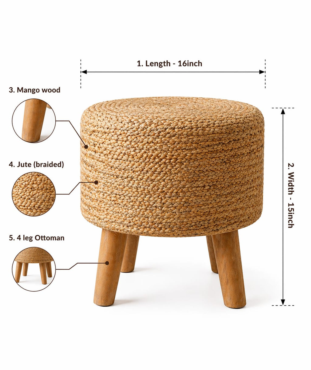 Boho Ottoman 4 Leg