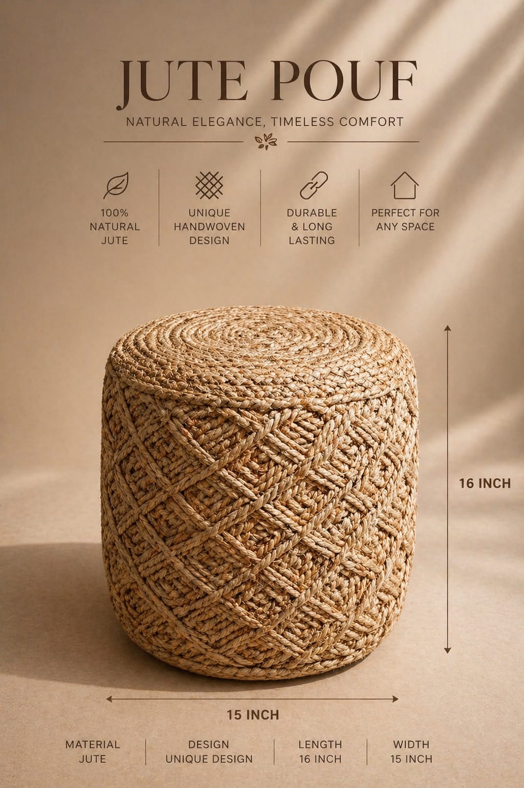 Jute Roots Pouf