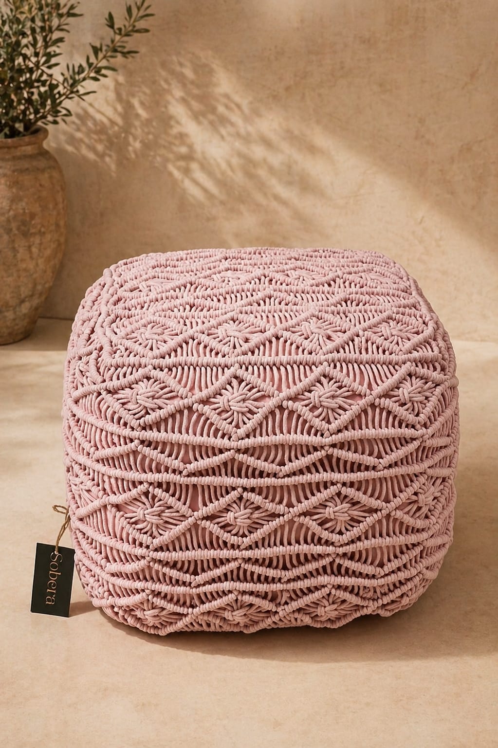 Blush Knot Pouf
