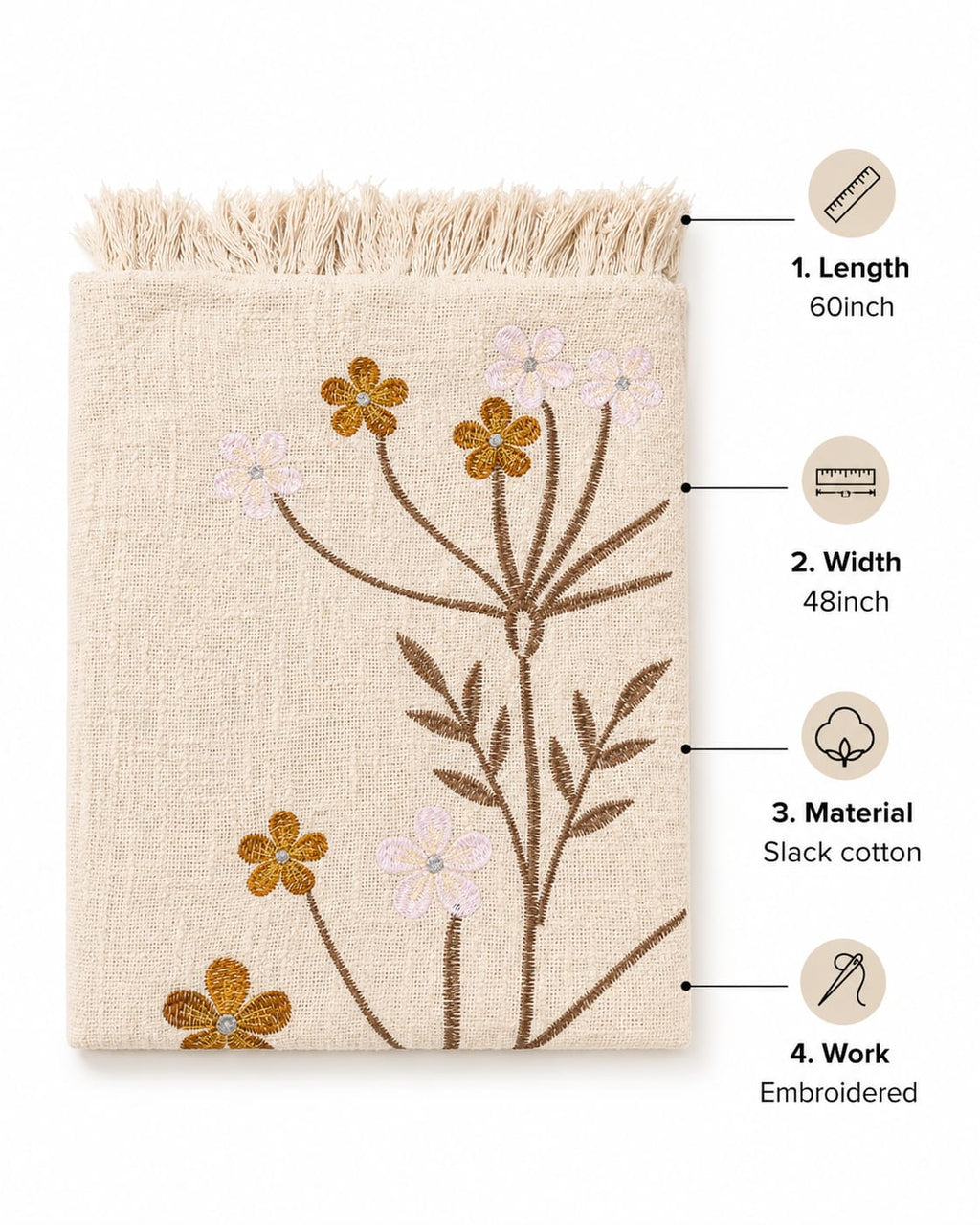Autumn Blossom Embroidered Throw