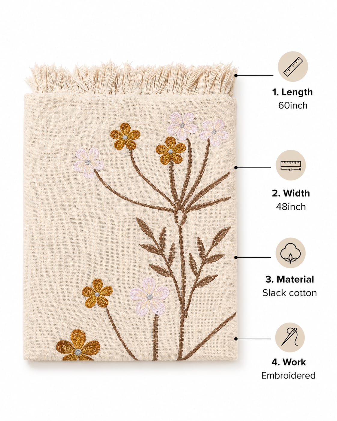 Autumn Blossom Embroidered Throw