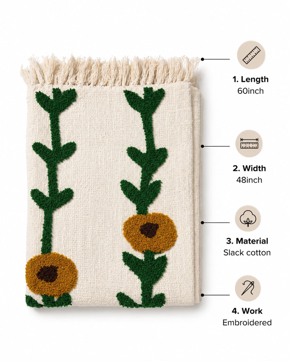 Sunflora Embroided Throw