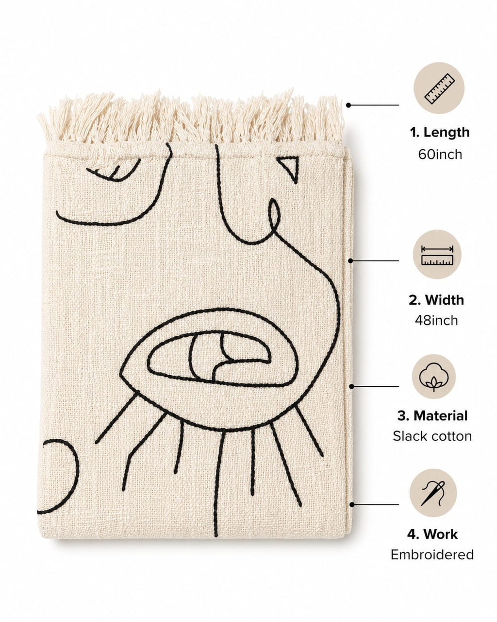 Linea Face Embroided Throw