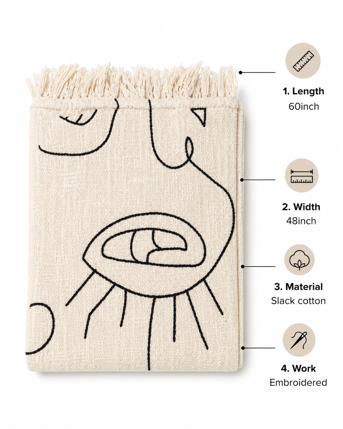 Linea Face Embroided Throw