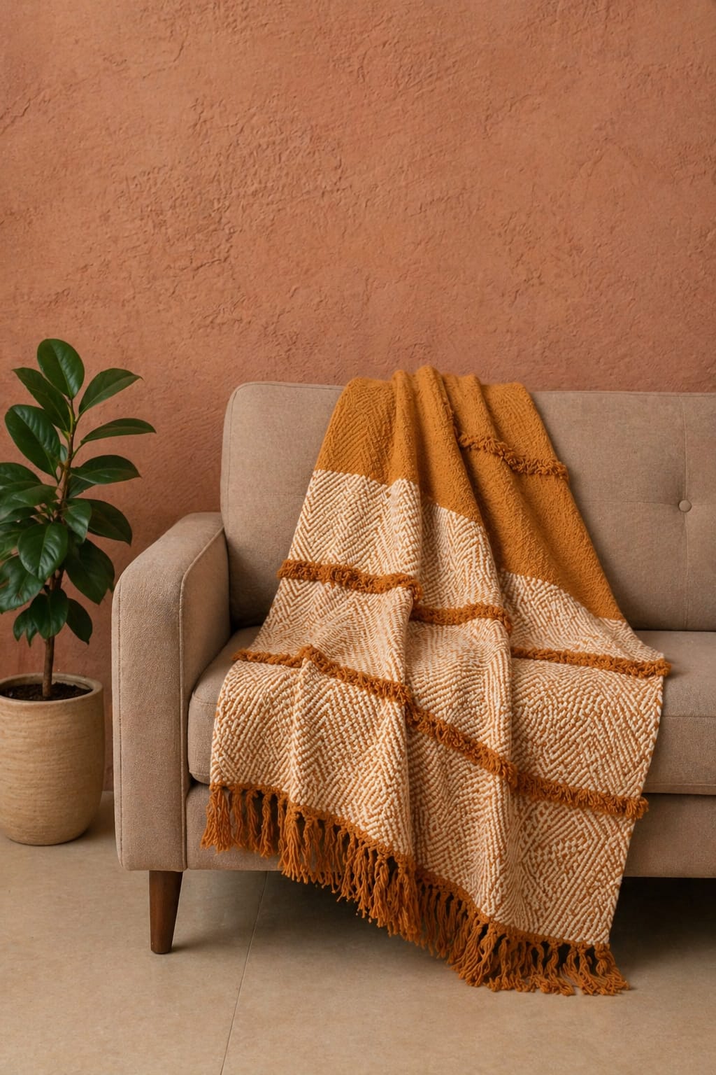 Amber Chevron Embroidered Throw