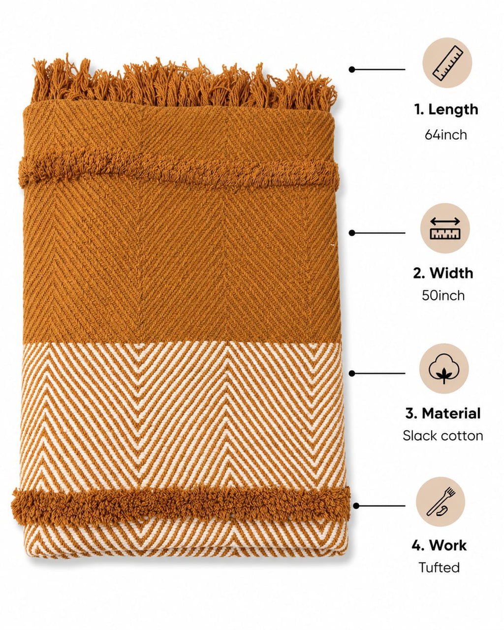 Amber Chevron Embroidered Throw