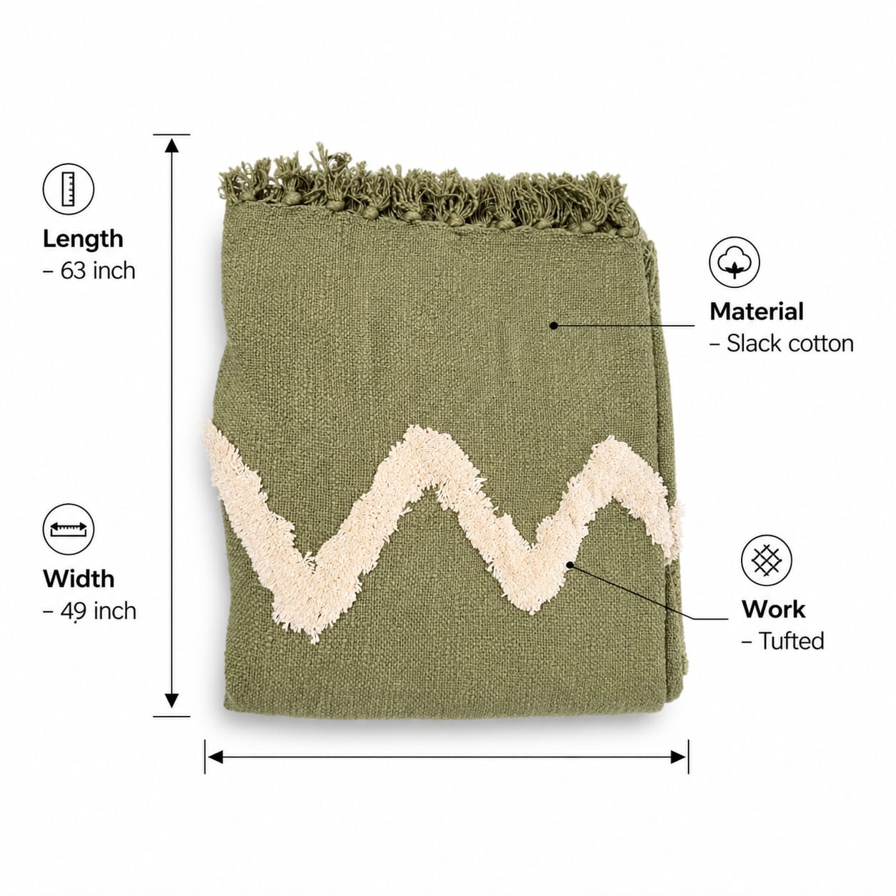 Olive Wave Tufted Throw