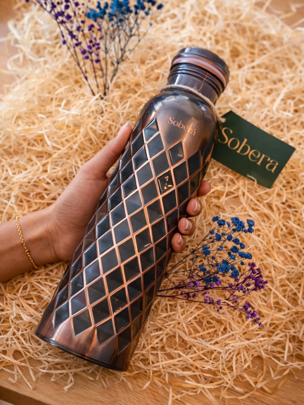 Antique punch finish copper bottle