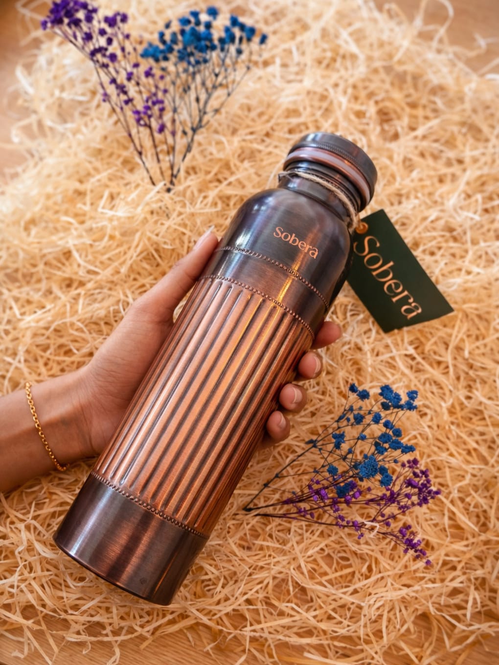 Antique punch finish copper bottle