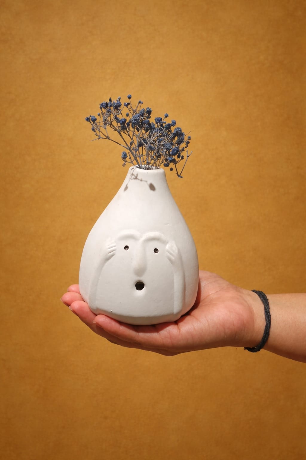 Whimsy Face Ceramic Vase