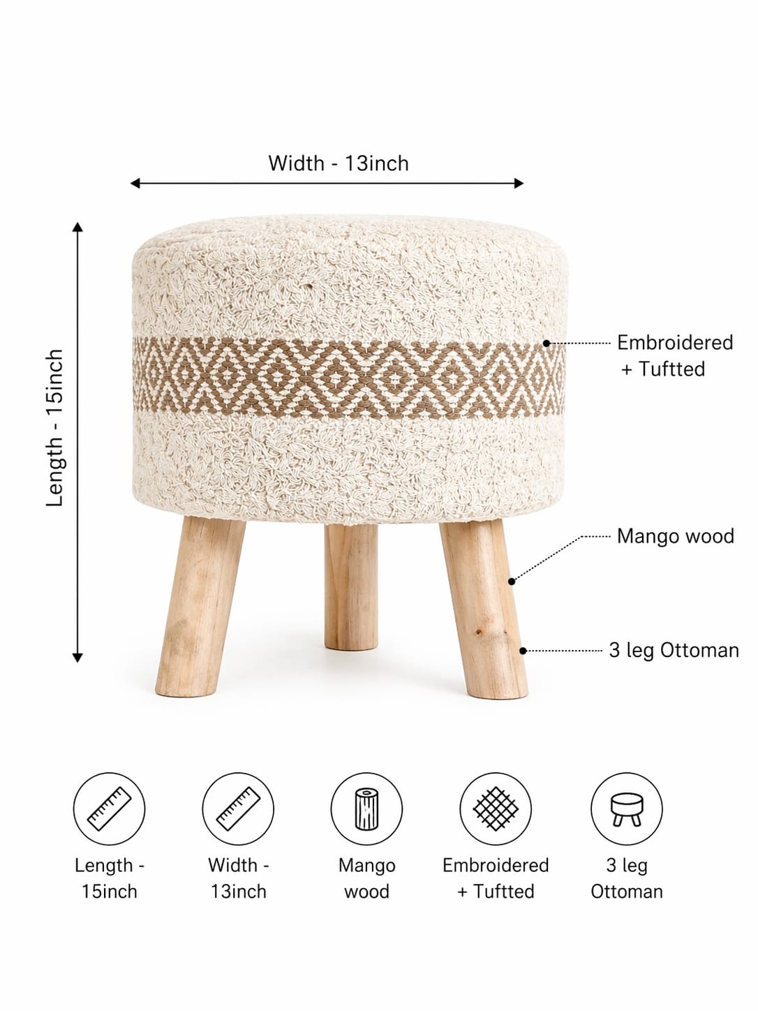 Boho ottoman 3 Leg