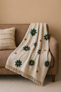 Daisy Bloom Embroidered Throw