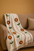 Rustic Petal Embroided Throw