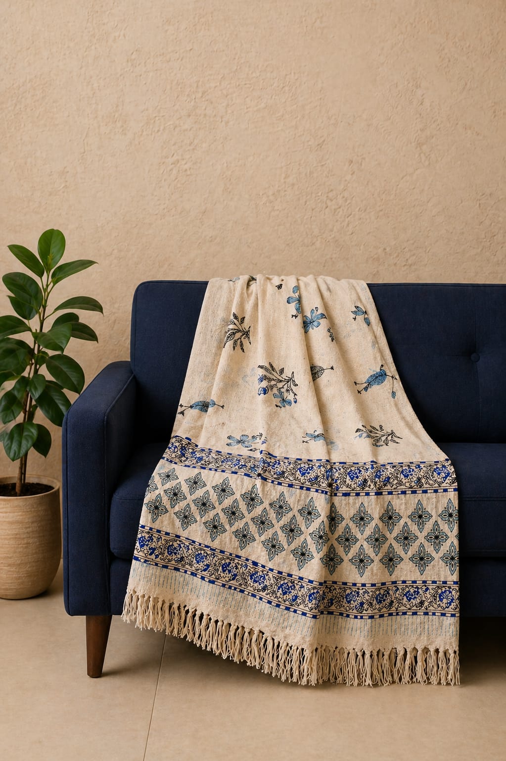 Azure Bloom Printed Throw
