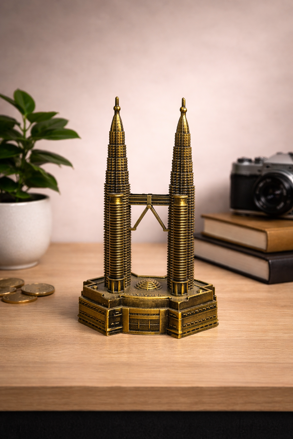 Golden Twin Towers Décor Accent
