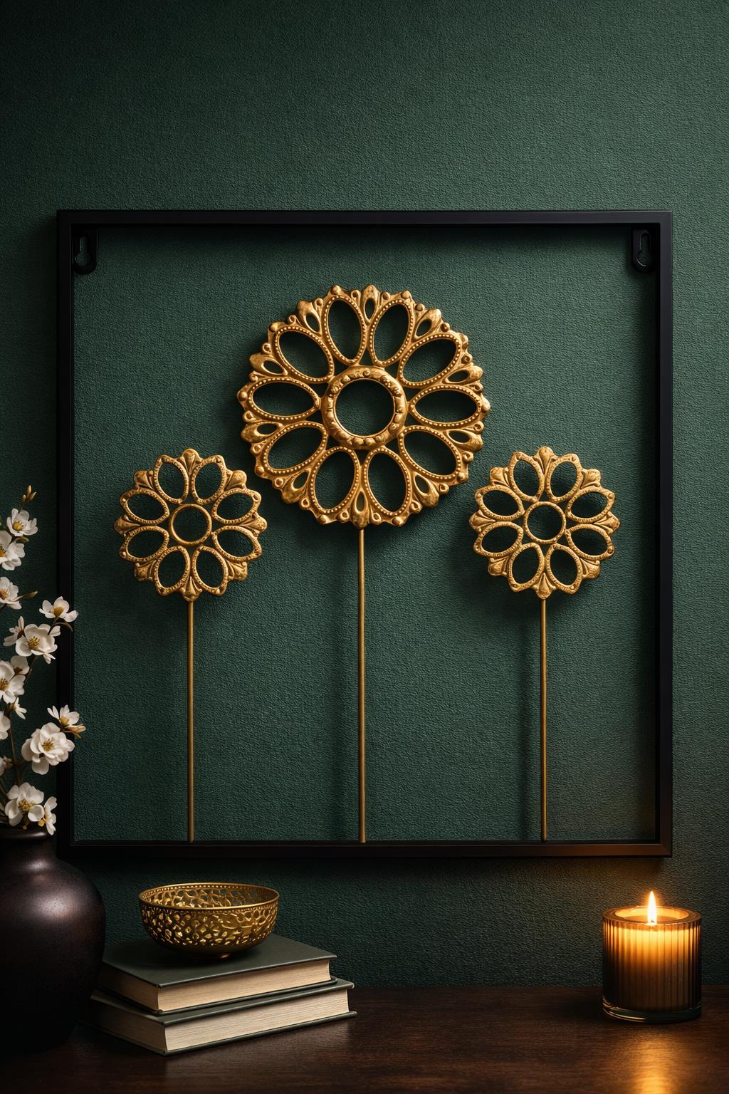 Golden Bloom Metal Wall Art