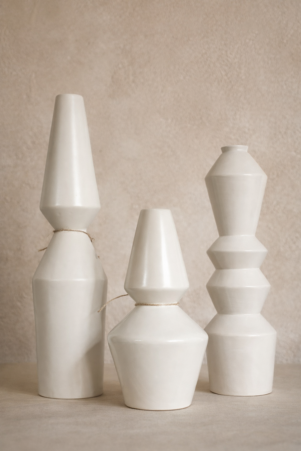 Modern Geometric Ceramic Vase Set